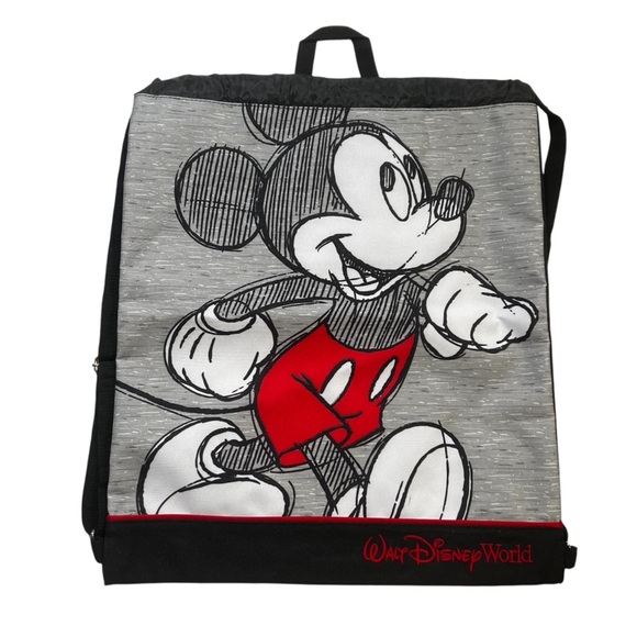 Disney Mickey Mouse Stretch Cinch Sack Bag Black Waterproof - Picture 1 of 7